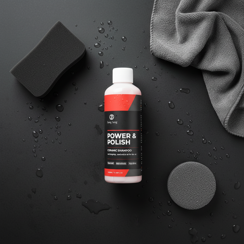 Power & Polish Ceramic Car Wash Shampoo – Flat Lay