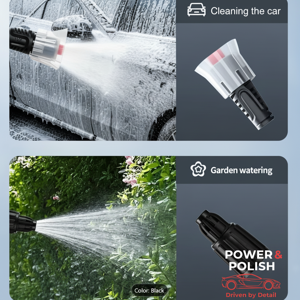 FoamBlast Pro use cases — car cleaning and garden watering premium dark edition