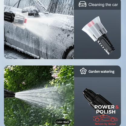FoamBlast Pro use cases — car cleaning and garden watering premium dark edition